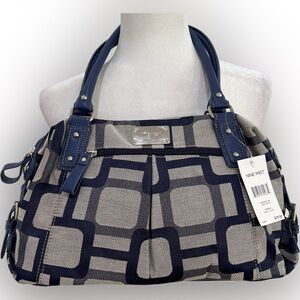 Nine West Navy Blue Geometric Tote Shoulder Bag – NWT